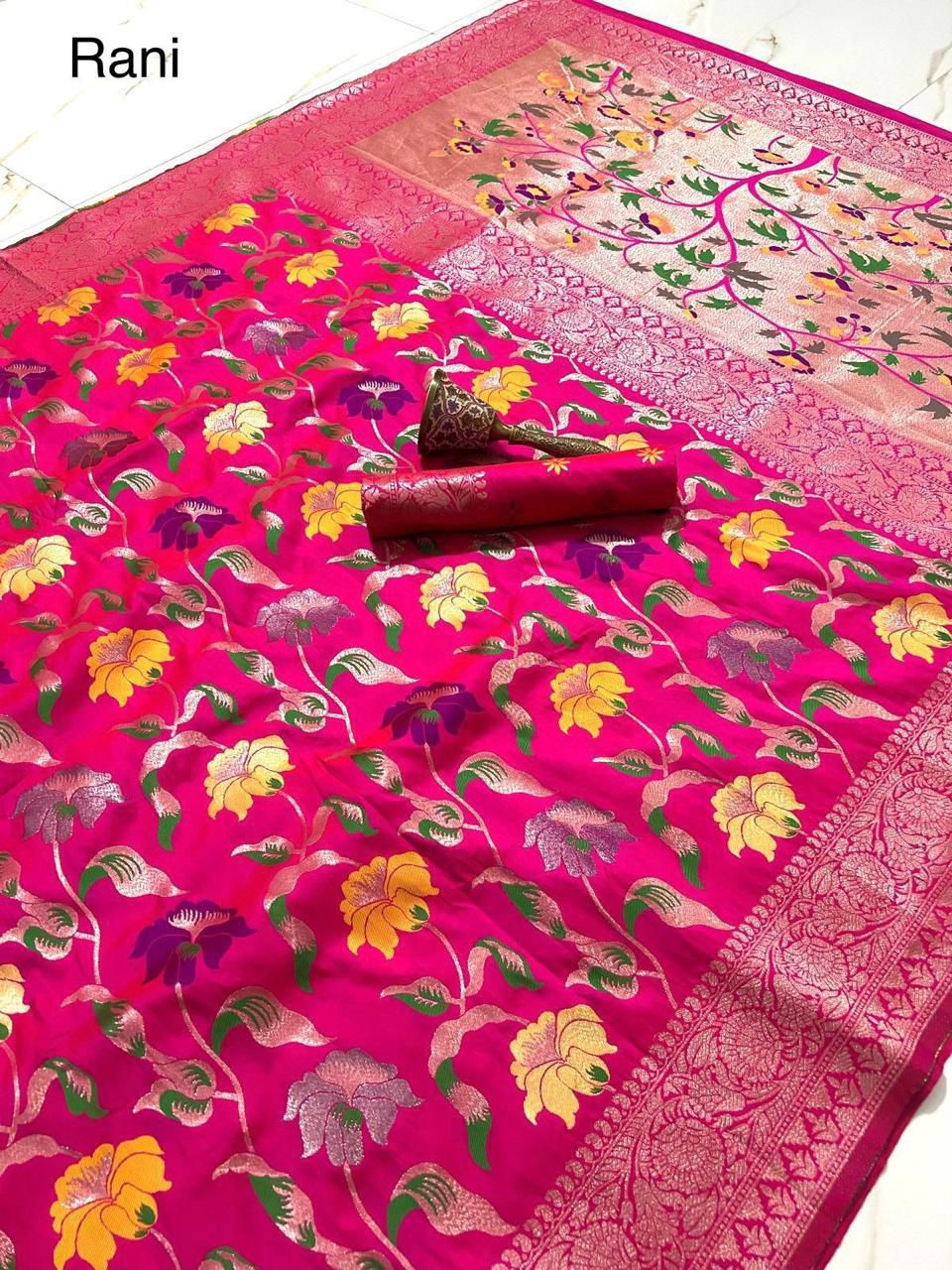 Kayatri Pure Soft Kanchivram Meena Zari Weaving Saree
