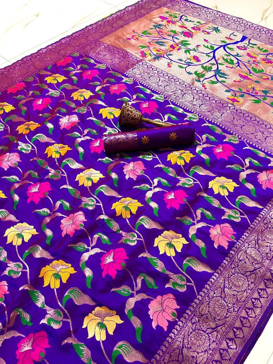 Kayatri Pure Soft Kanchivram Meena Zari Weaving Saree
