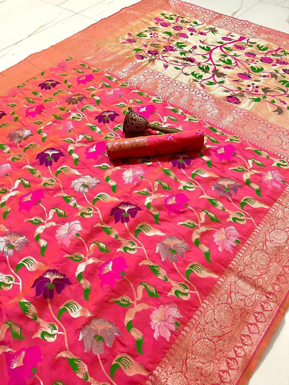 Kayatri Pure Soft Kanchivram Meena Zari Weaving Saree