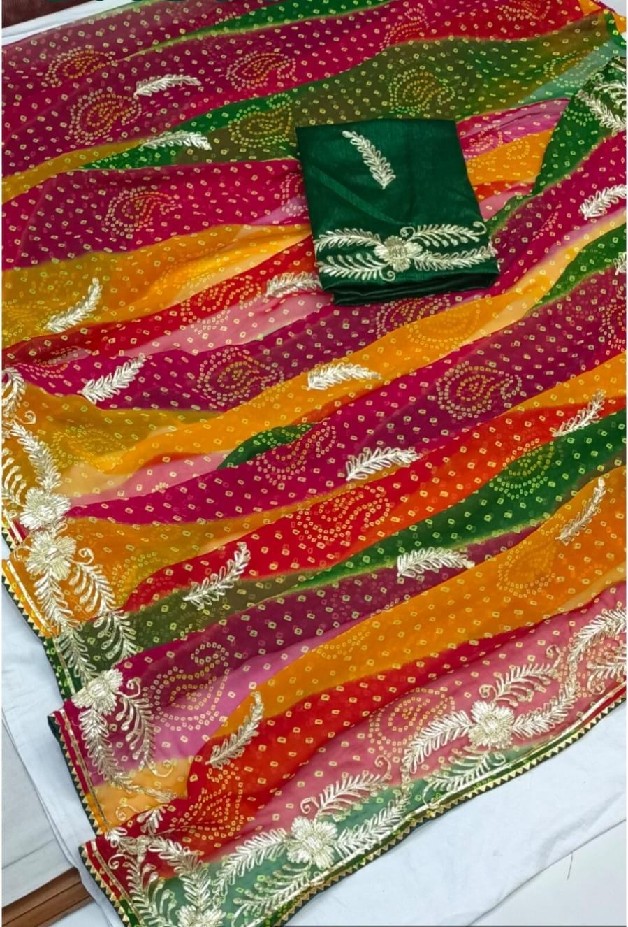 Kayatri New 60 Garm Georgette Kacha Gota Work Saree