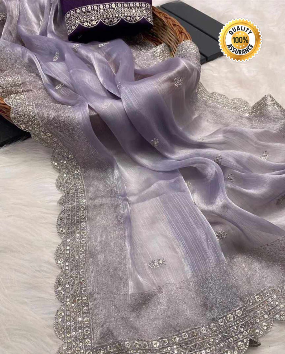 Kayatri New Pure Soft Heavy Burberry Chiffon Silk Saree