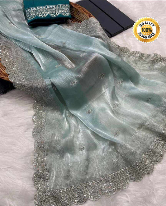 Kayatri New Pure Soft Heavy Burberry Chiffon Silk Saree