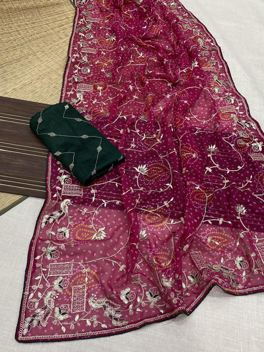 Kayatri New Georgette Bandhani Print Saree