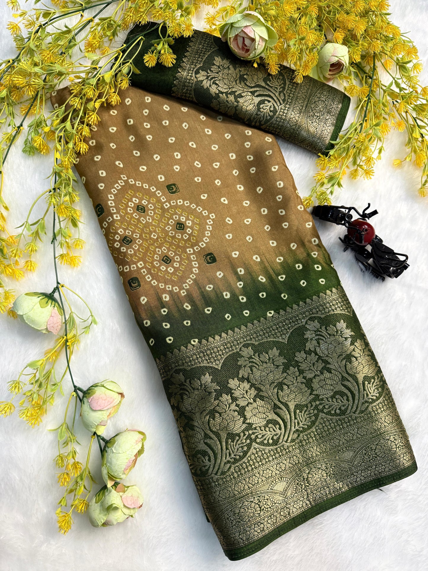 Kayatri New Pure Dola Silk Bandhani Style Saree