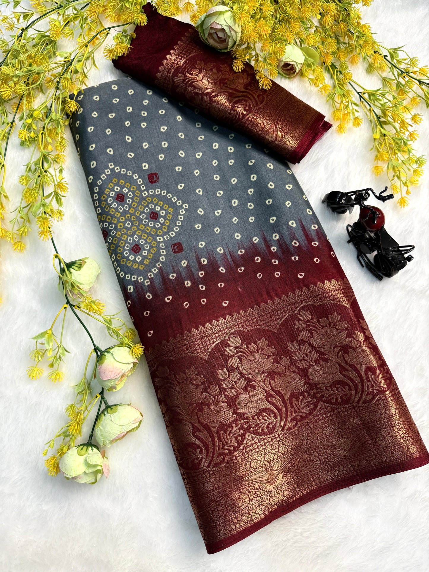 Kayatri New Pure Dola Silk Bandhani Style Saree