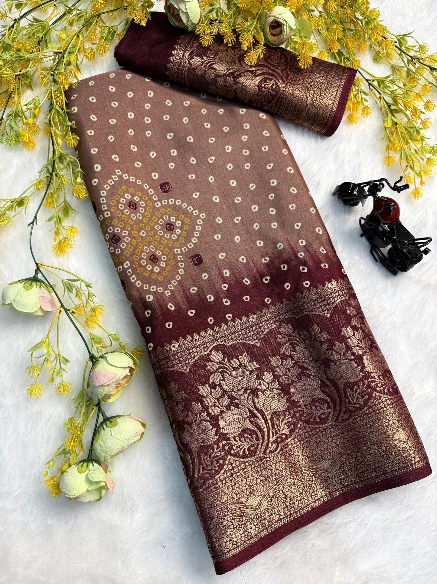 Kayatri New Pure Dola Silk Bandhani Style Saree