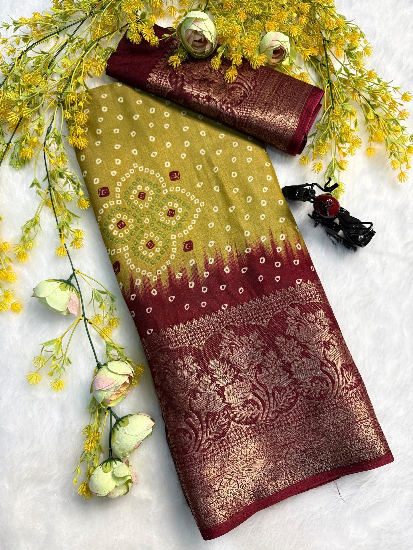 Kayatri New Pure Dola Silk Bandhani Style Saree