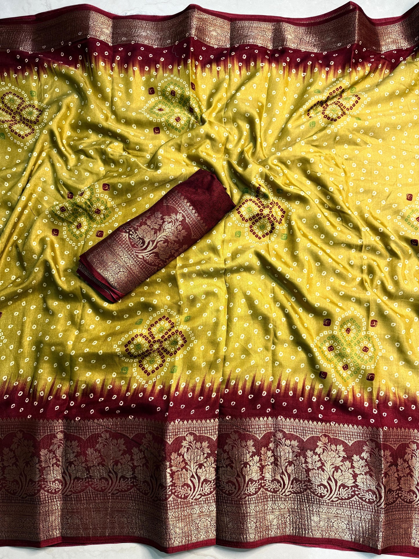Kayatri New Pure Dola Silk Bandhani Style Saree