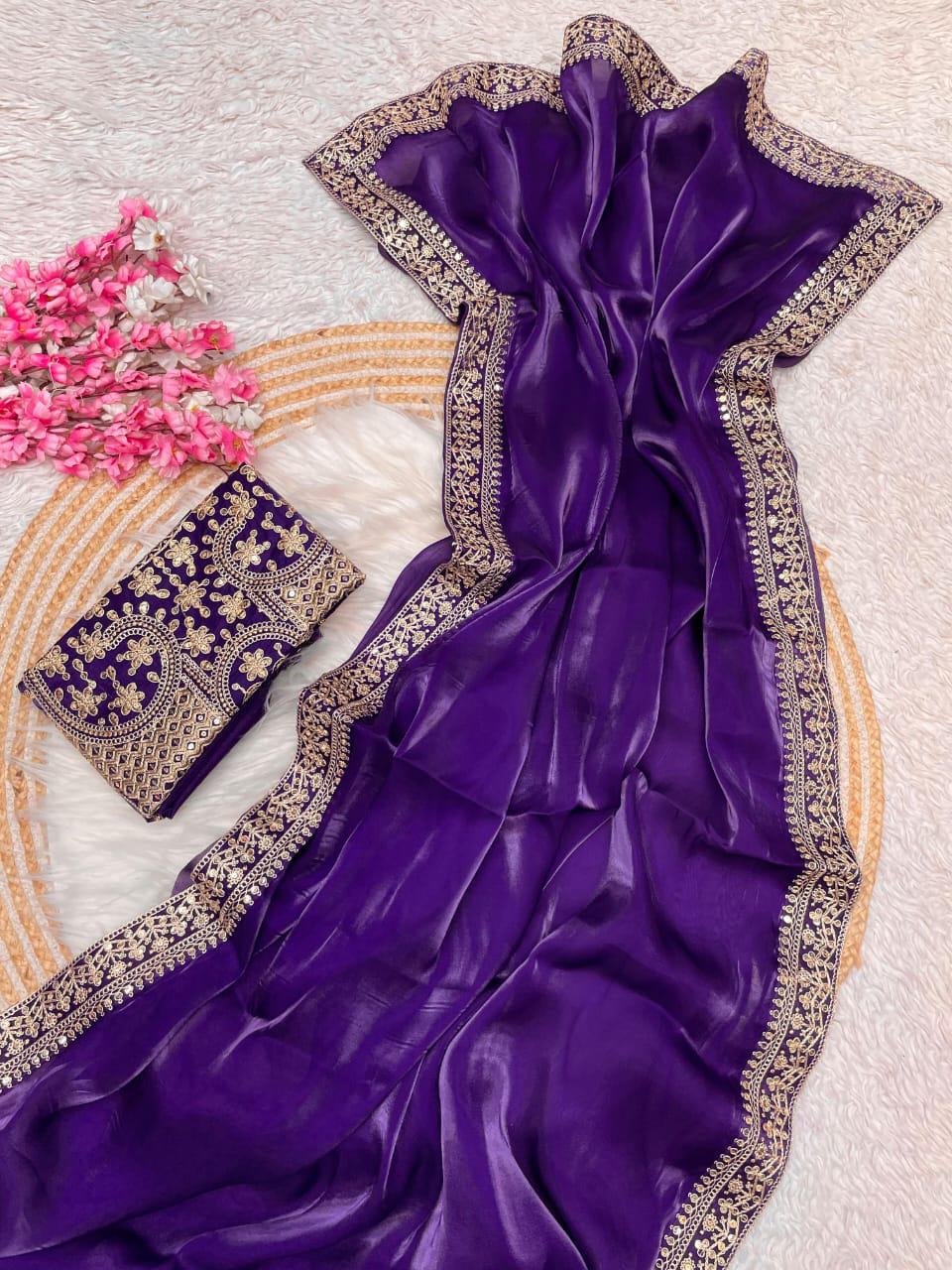 Kayatri New Jimmy Choo Sattin Coding Zari Saree