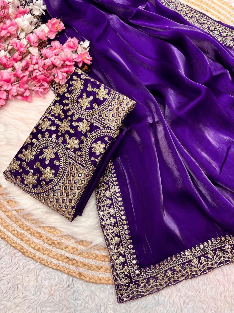 Kayatri New Jimmy Choo Sattin Coding Zari Saree