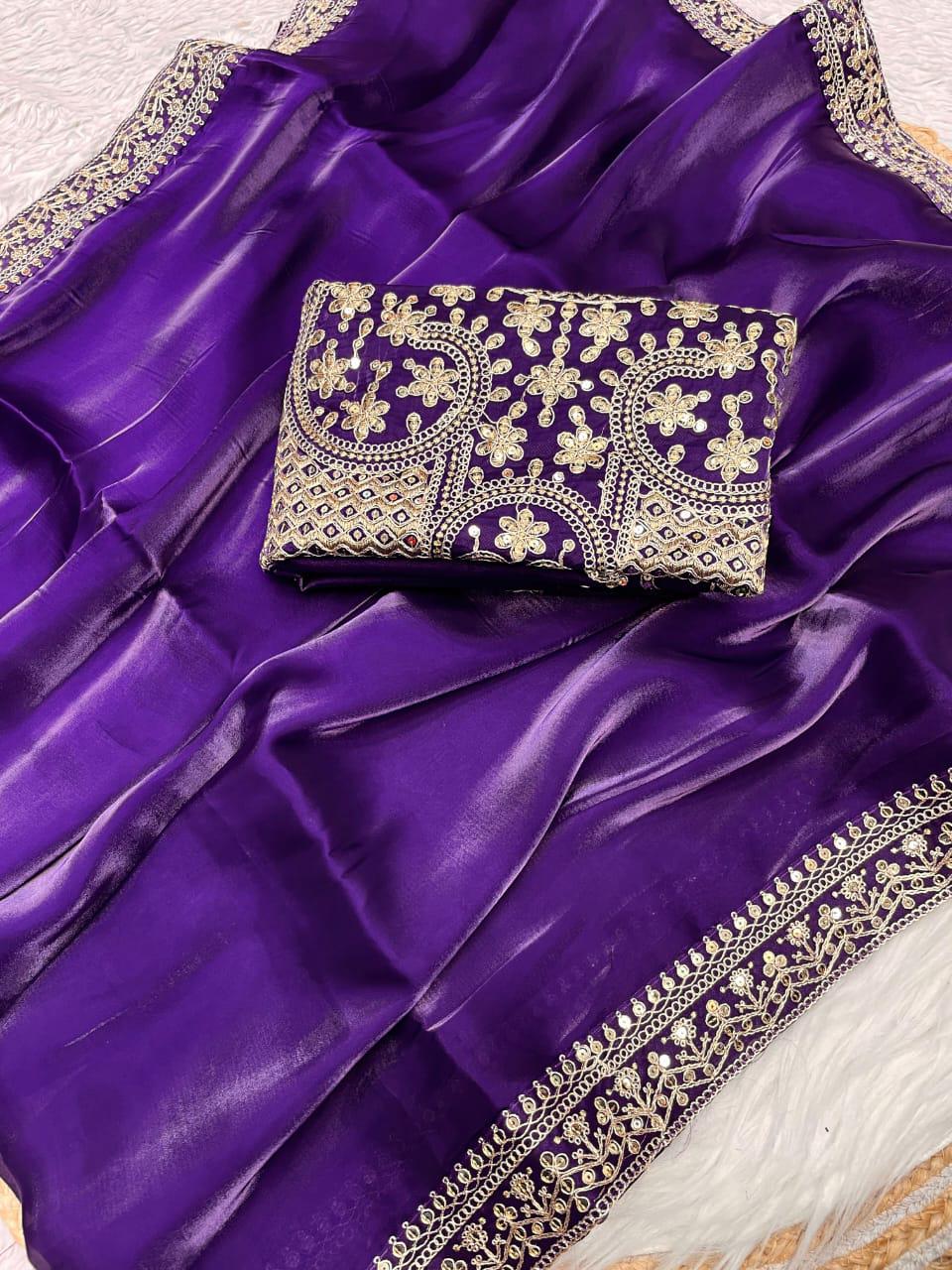 Kayatri New Jimmy Choo Sattin Coding Zari Saree