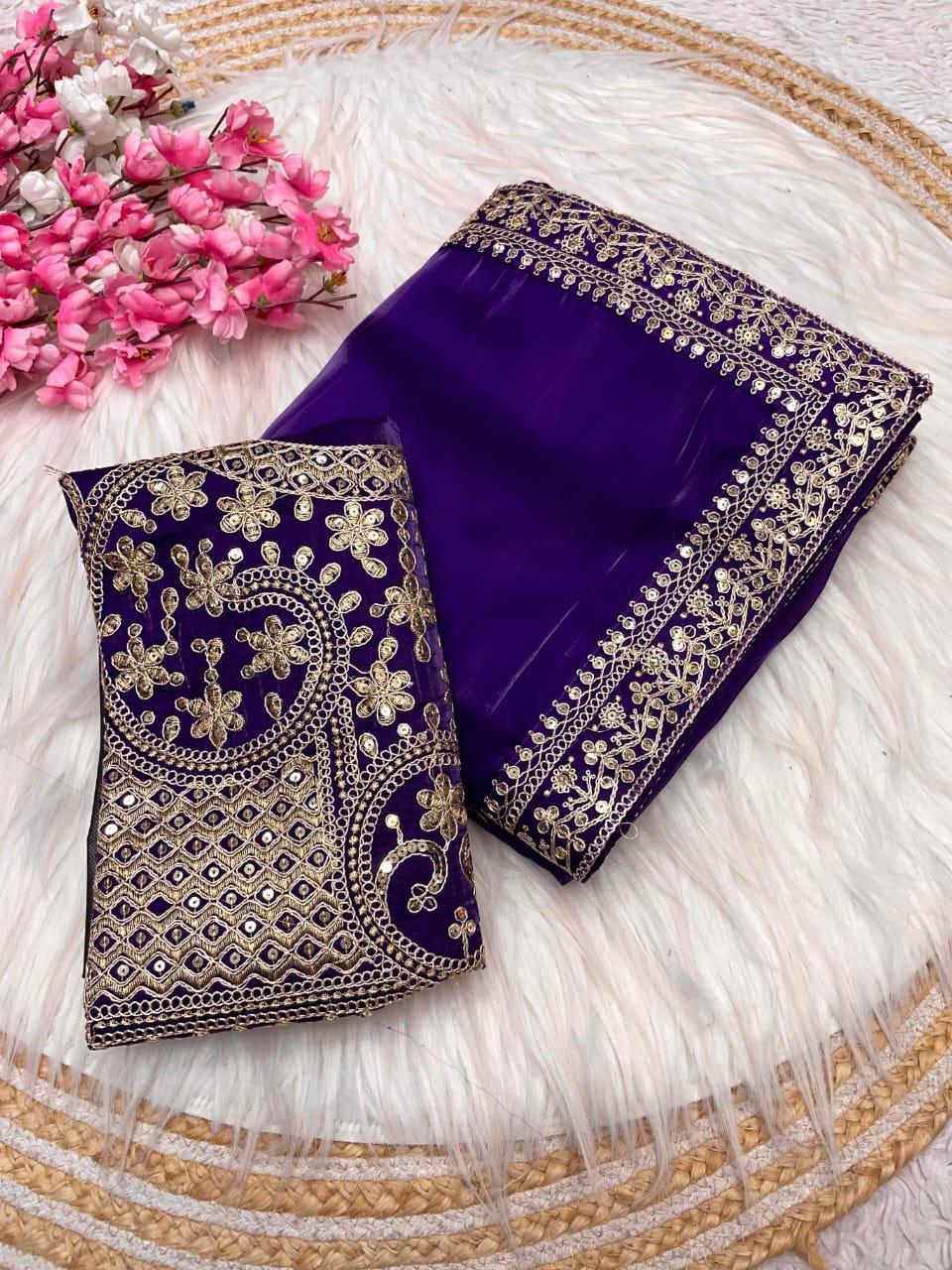 Kayatri New Jimmy Choo Sattin Coding Zari Saree