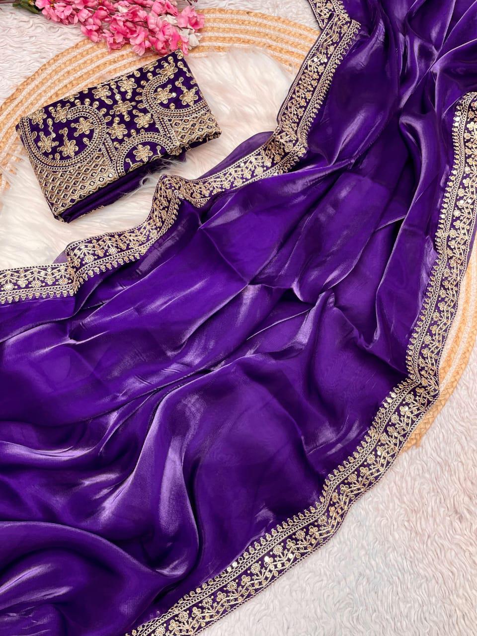 Kayatri New Jimmy Choo Sattin Coding Zari Saree