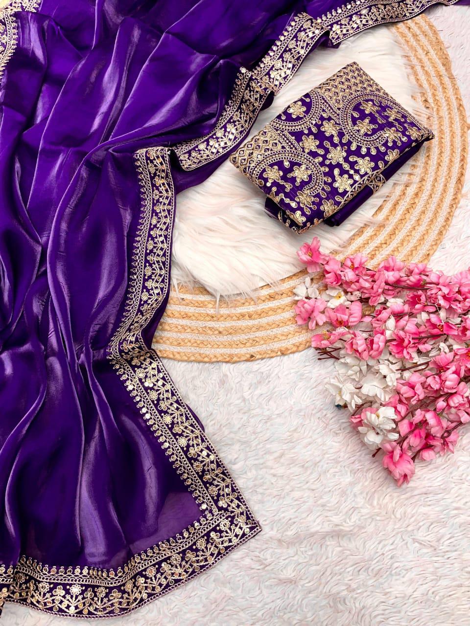 Kayatri New Jimmy Choo Sattin Coding Zari Saree