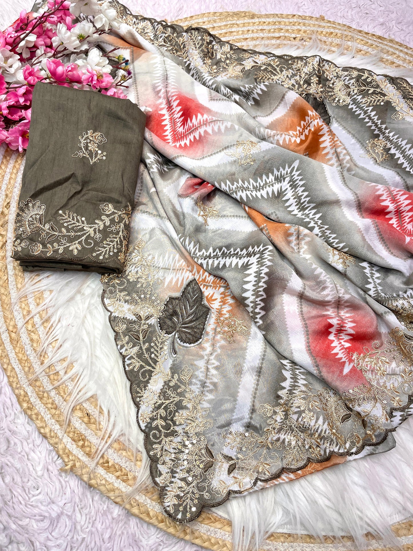 Kayatri New Chinon Print Designer Saree