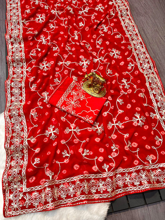 Kayatri New Pure C*C Georgette Gotapatti Saree