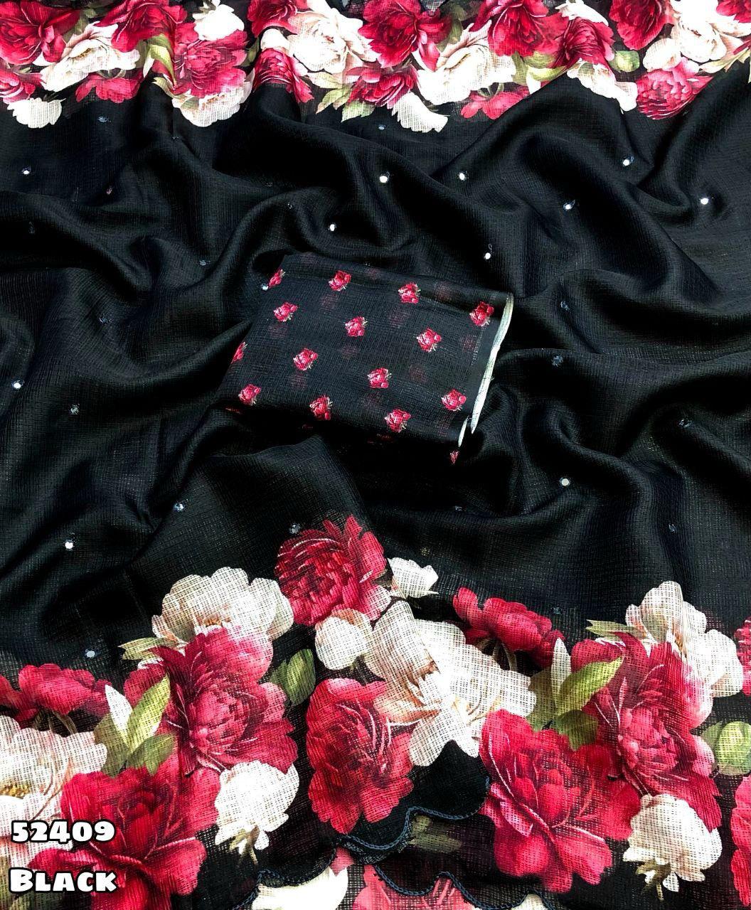 Kayatri New Soft Kota Chex Floral Digital Print Saree