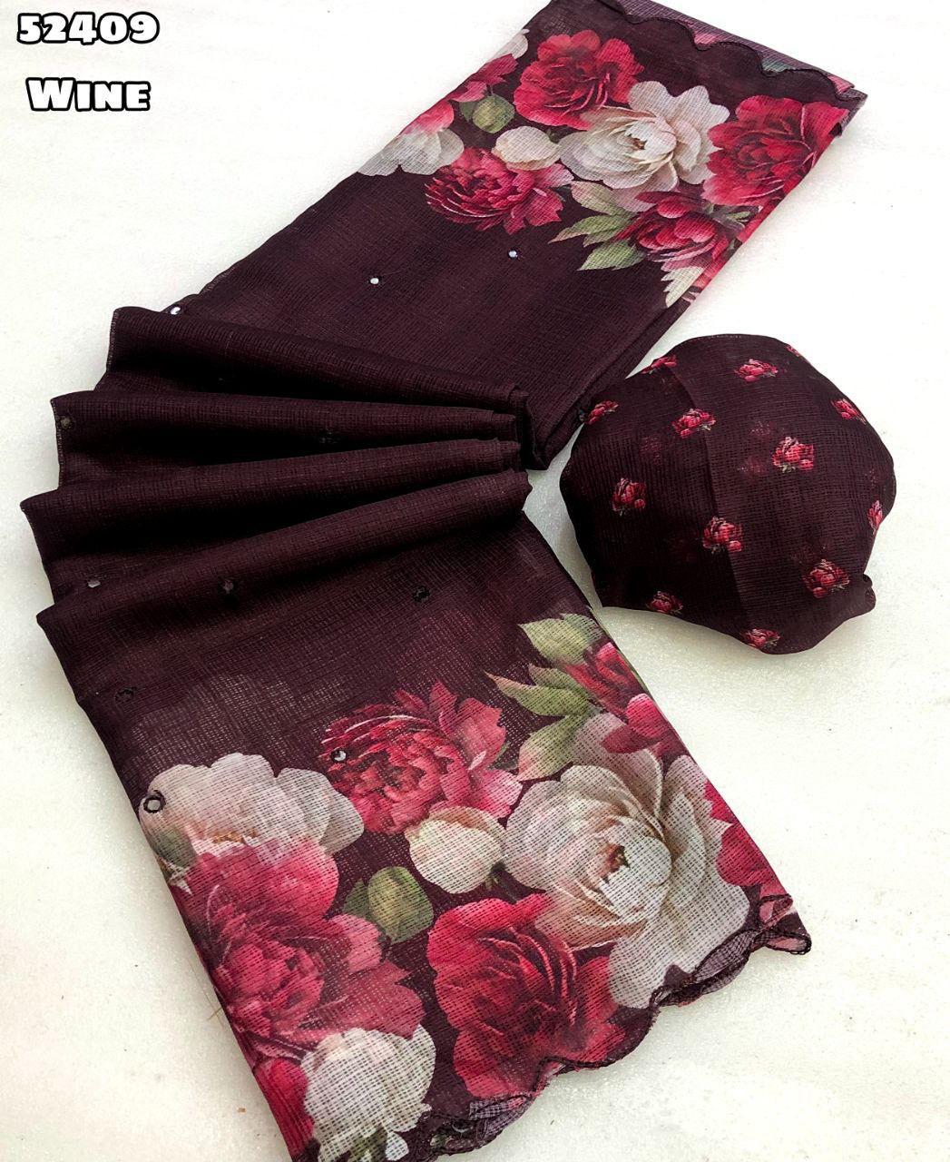 Kayatri New Soft Kota Chex Floral Digital Print Saree