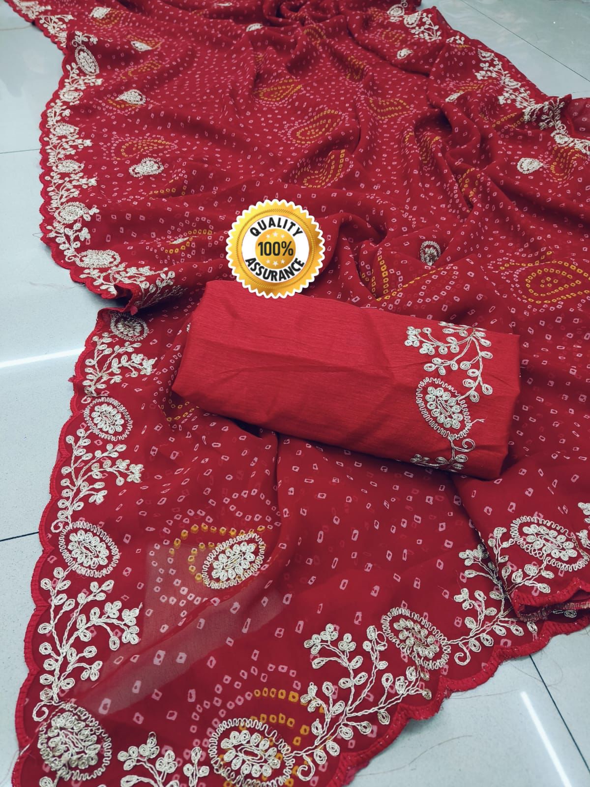 Kayatri New Soft Georgette Fabric Bandhani Style Saree