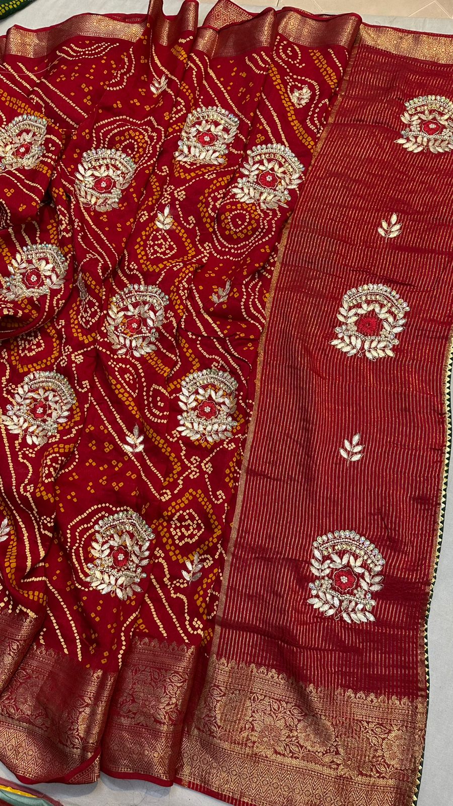 Kayatri New Pure Moonga Silk Zari Bandhej Saree