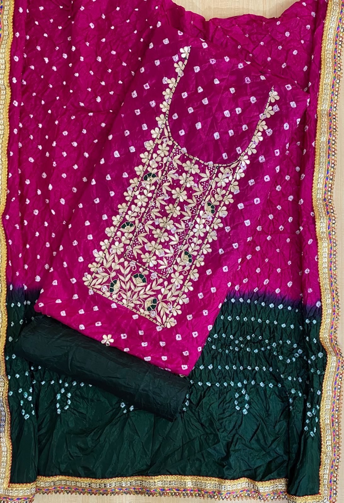 Kayatri New Beautiful Heavy Silk Fabric Bandhej Suits