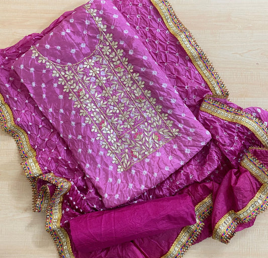 Kayatri New Beautiful Heavy Silk Fabric Bandhej Suits