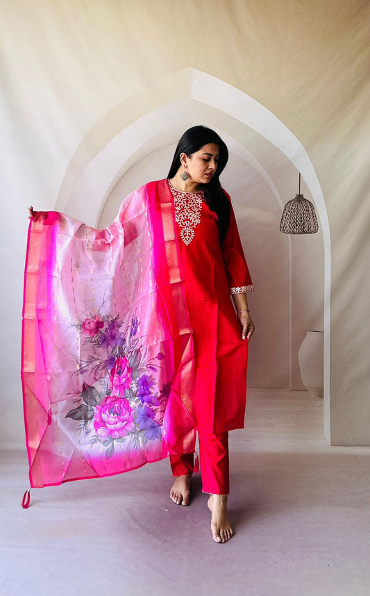 Kayatri New Roman Silk Organza Digital Print Suit