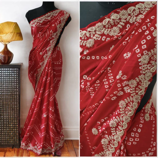 Kayatri New Chinon Silk Bandhani Print Saree