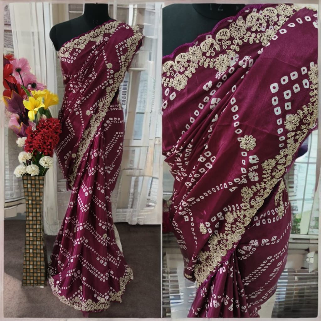 Kayatri New Chinon Silk Bandhani Print Saree