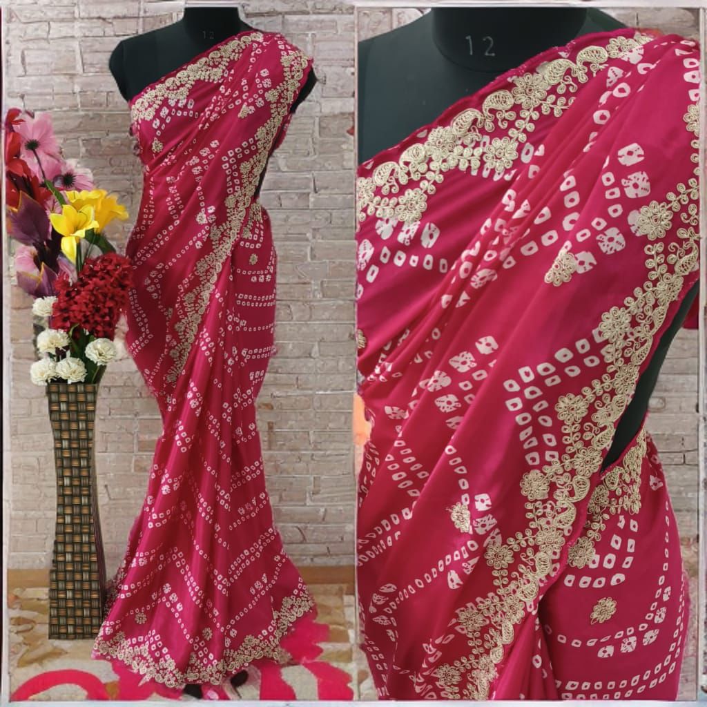 Kayatri New Chinon Silk Bandhani Print Saree