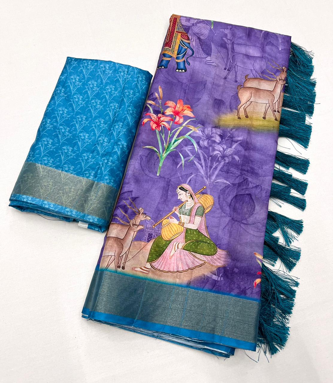 Kayatri New Soft Handloom Cotton Kalamkari Digital Print Saree