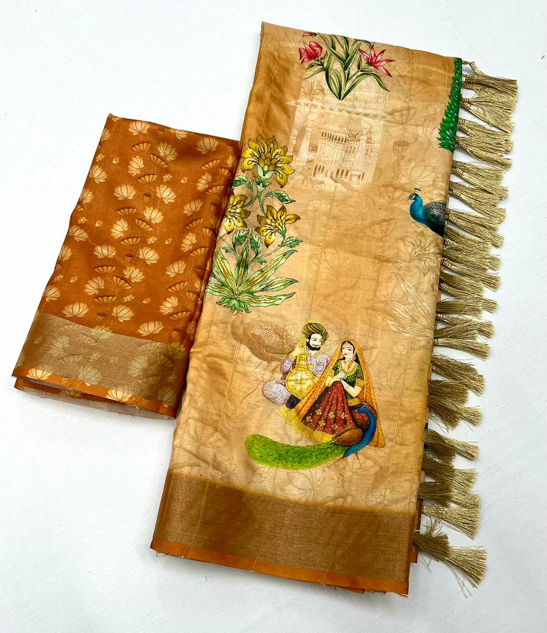 Kayatri New Soft Handloom Cotton Kalamkari Digital Print Saree