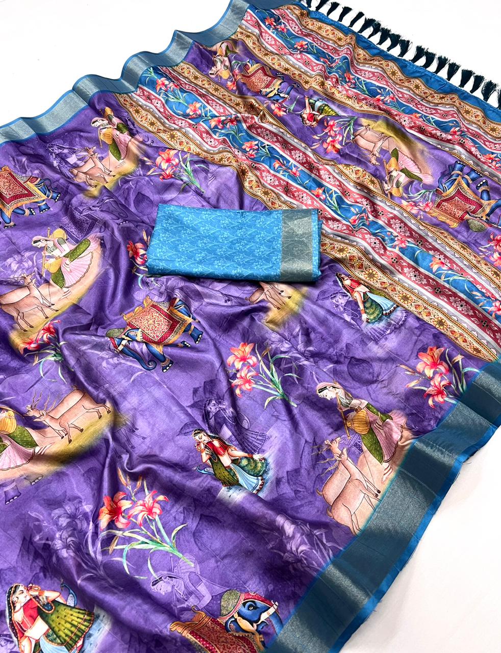 Kayatri New Soft Handloom Cotton Kalamkari Digital Print Saree