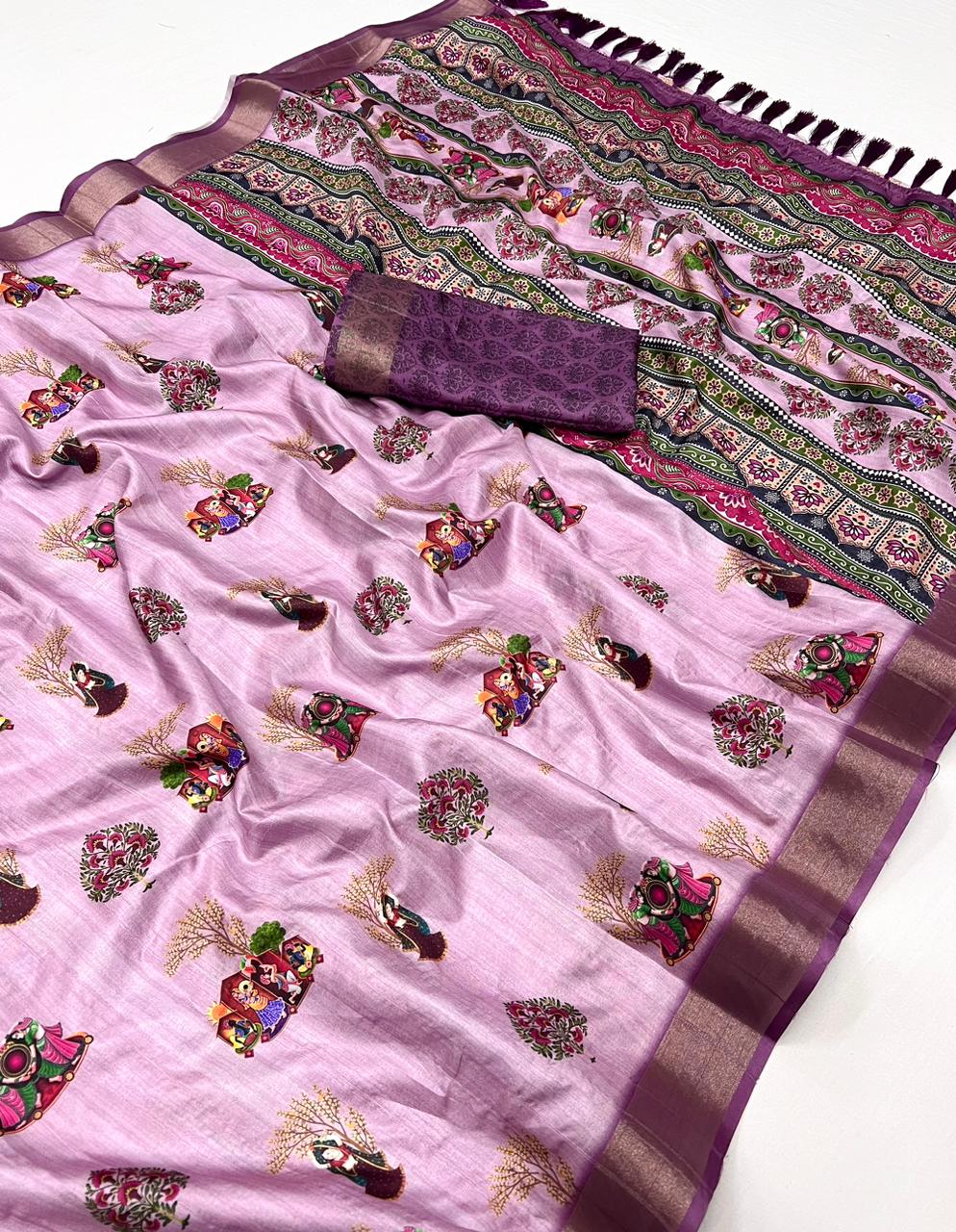 Kayatri New Soft Handloom Cotton Kalamkari Digital Print Saree