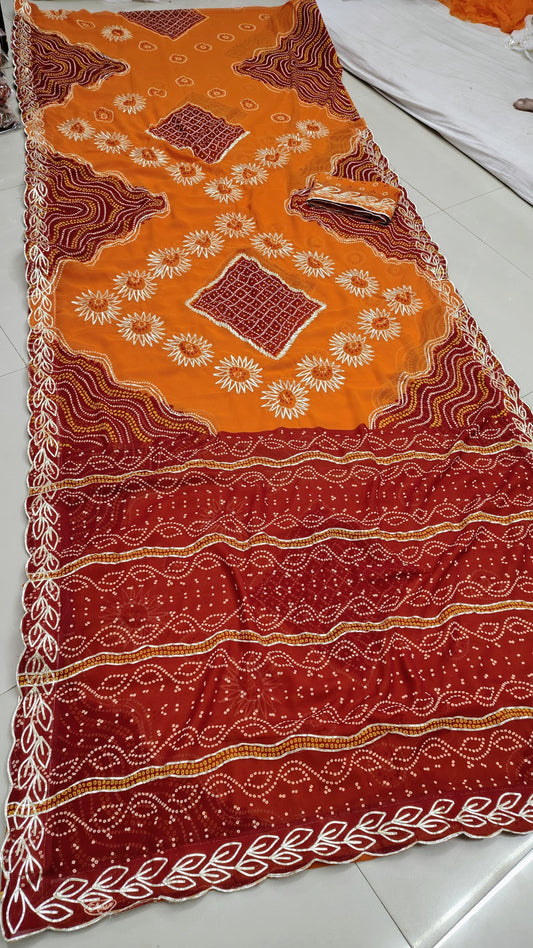 Kayatri New Georgette Hand Zero Gota Work Saree
