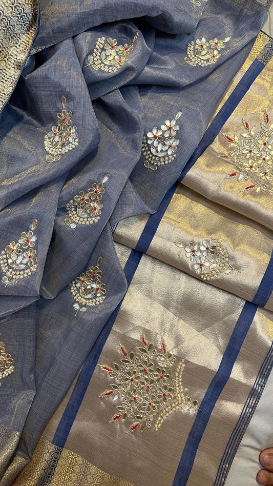 Kayatri New Designer Tissue Silk Handwork Saree
