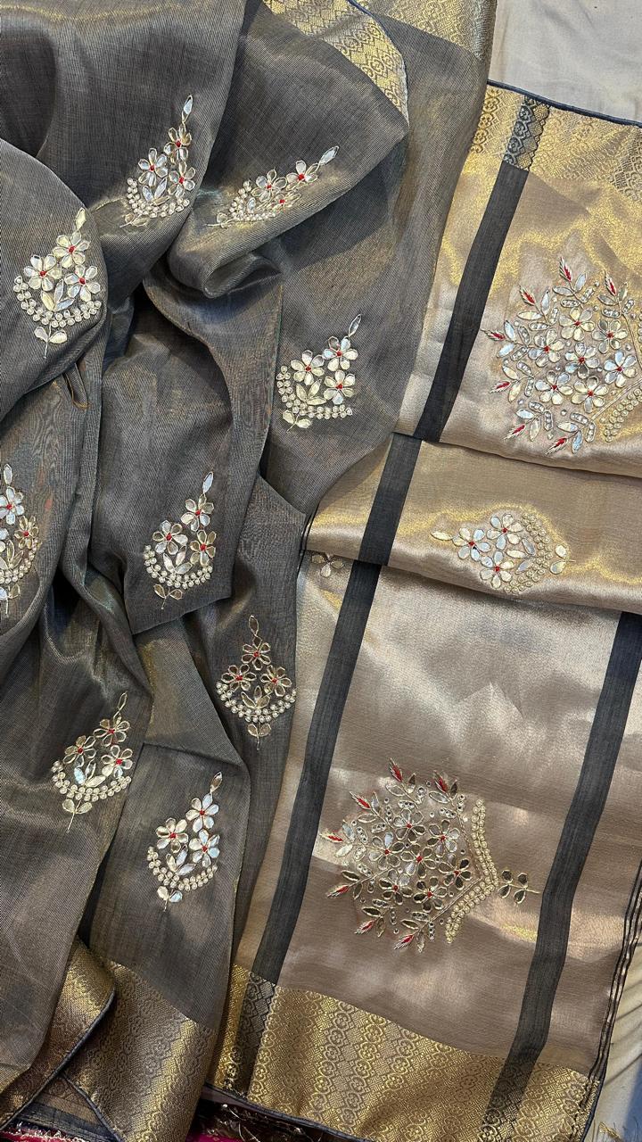 Kayatri New Designer Tissue Silk Handwork Saree