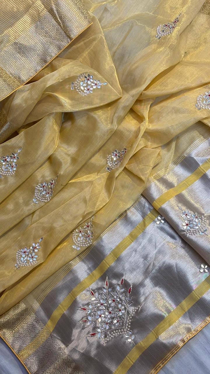 Kayatri New Designer Tissue Silk Handwork Saree