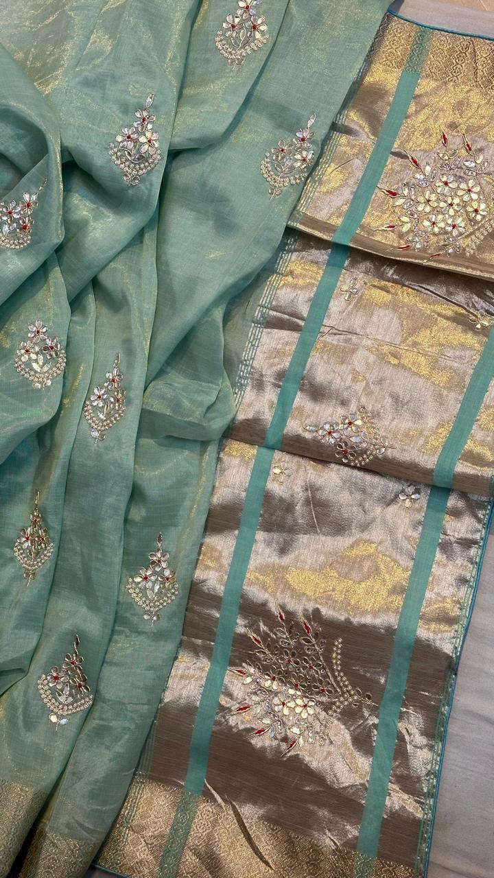 Kayatri New Designer Tissue Silk Handwork Saree