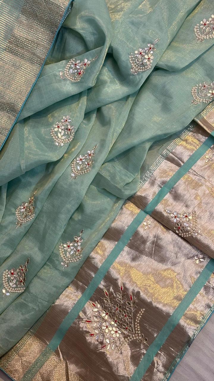 Kayatri New Designer Tissue Silk Handwork Saree
