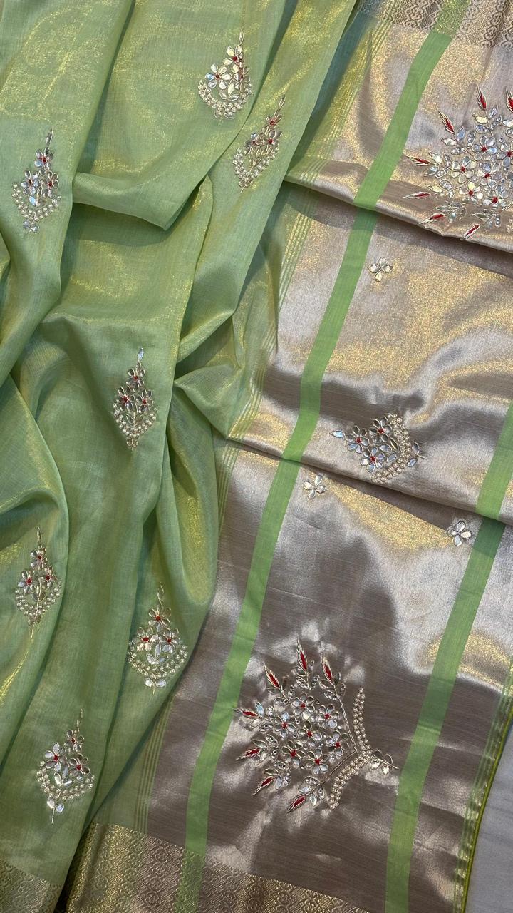 Kayatri New Designer Tissue Silk Handwork Saree