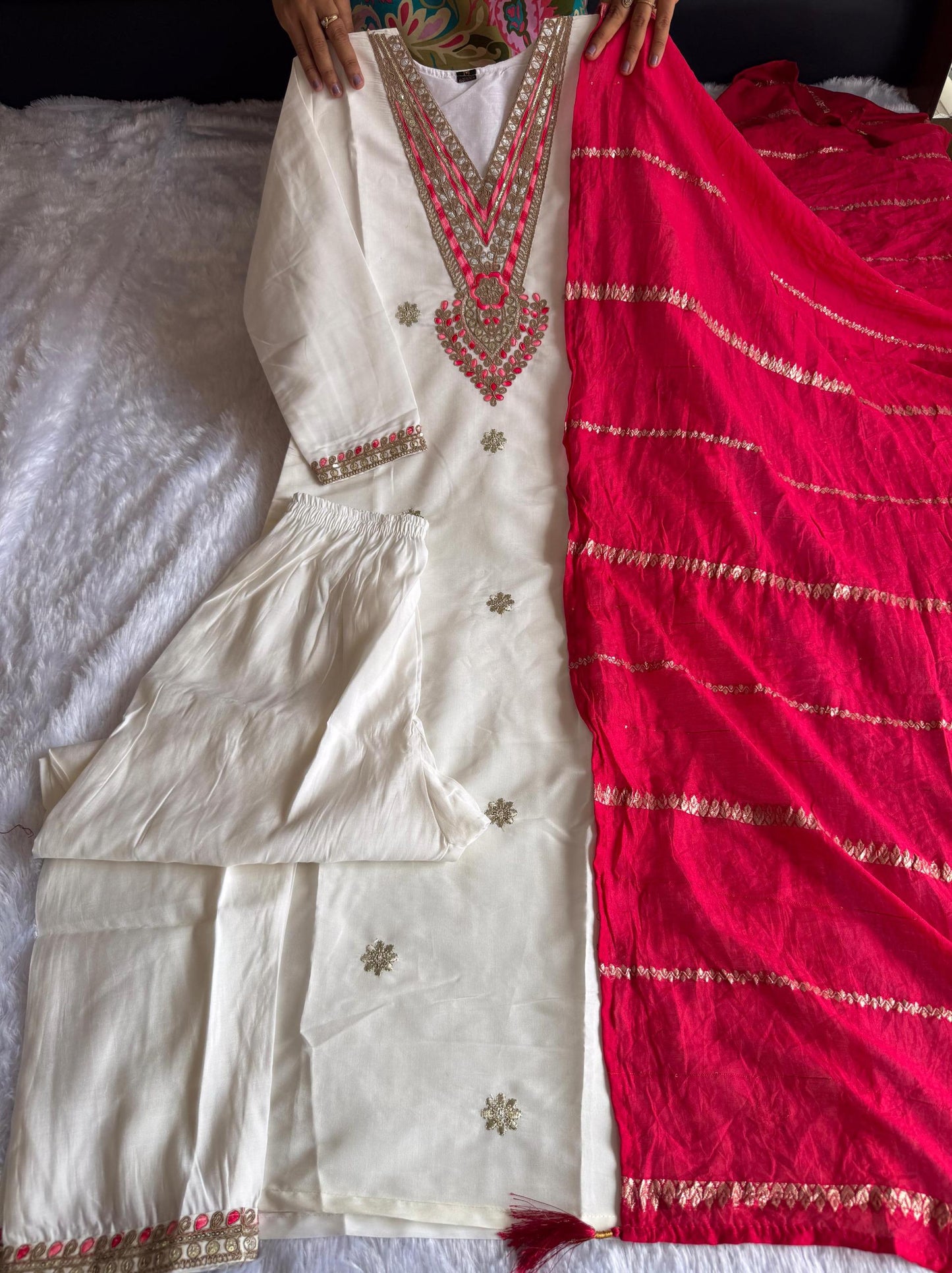 Kayatri New Designer Roman Silk Embroidery Work Suit