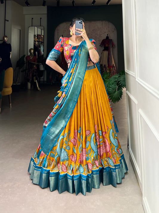 Kayatri New Designer Dola Silk Kalamkari Print Lehenga