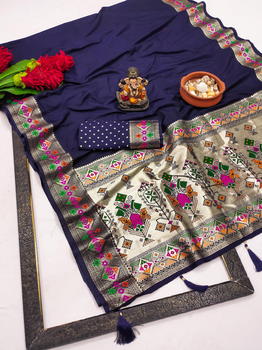 Kayatri New Designer Paithani Silk Zari Gold Meenakari Weaving Saree