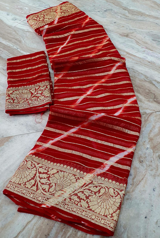 Kayatri New Pure Georgette Banarasi Zari Border Saree