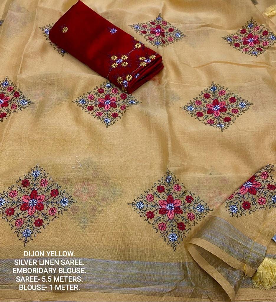 Kayatri New Designer Soft Silver Linnen Saree