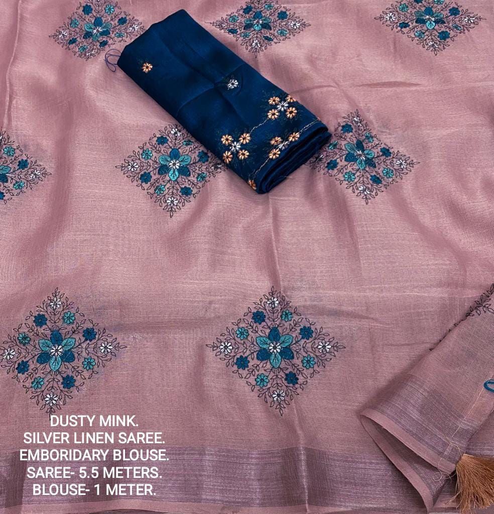 Kayatri New Designer Soft Silver Linnen Saree