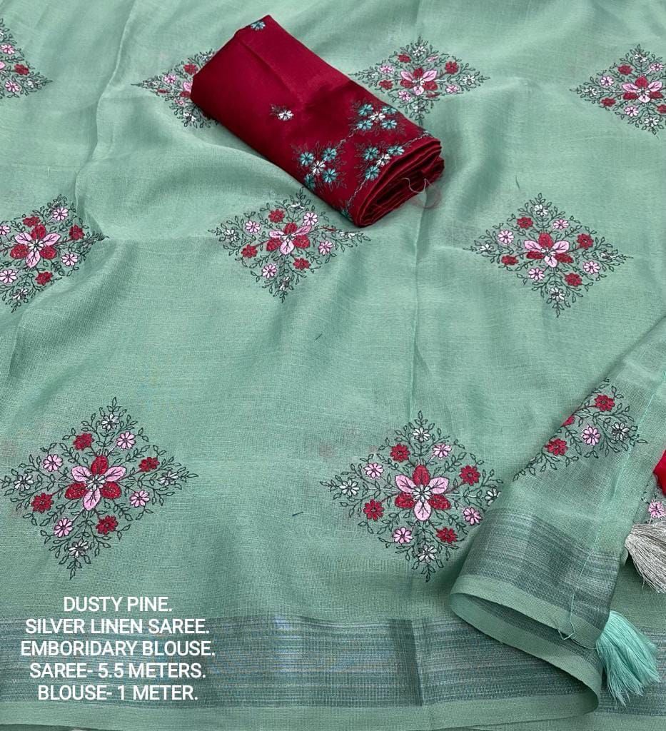 Kayatri New Designer Soft Silver Linnen Saree