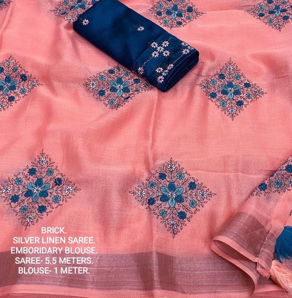 Kayatri New Designer Soft Silver Linnen Saree