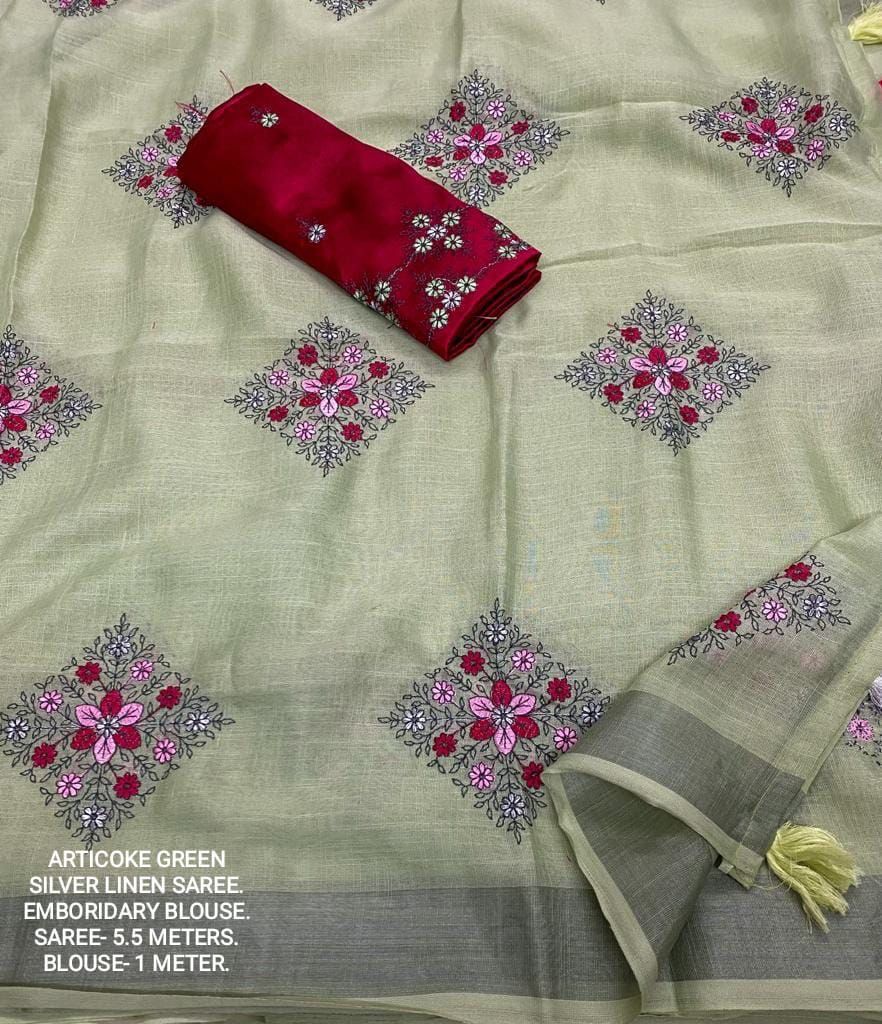 Kayatri New Designer Soft Silver Linnen Saree